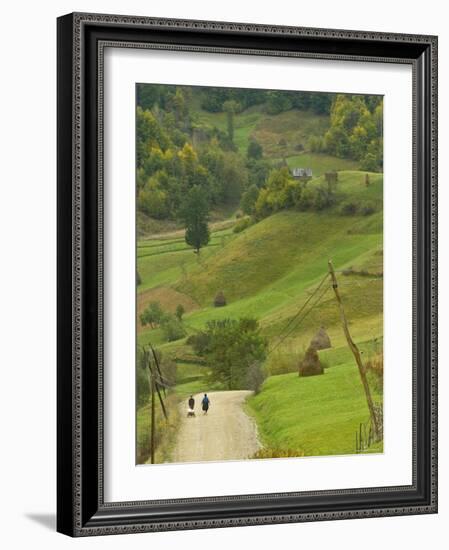 Villagers on Road, Maramures, Romania-Russell Young-Framed Photographic Print