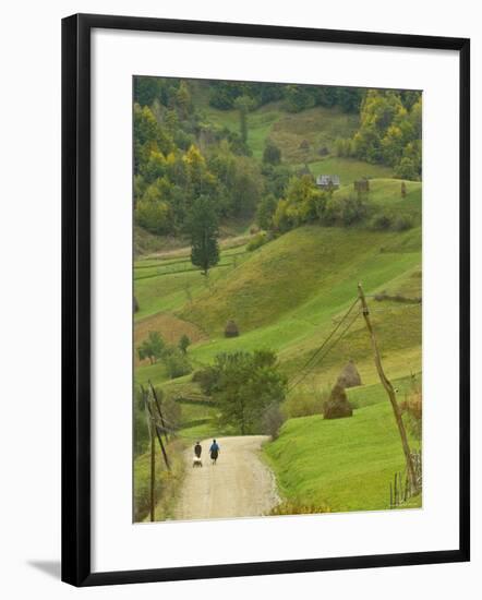 Villagers on Road, Maramures, Romania-Russell Young-Framed Photographic Print