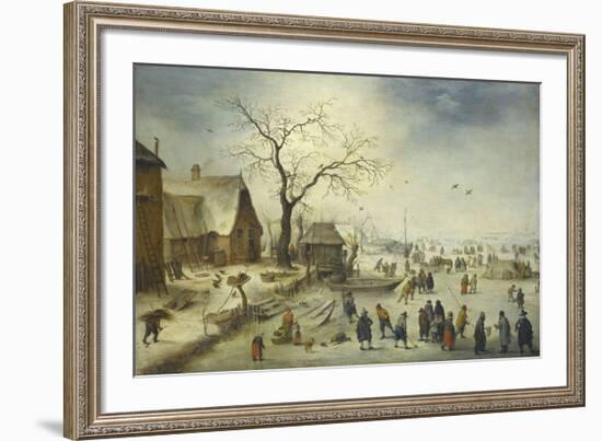 Villagers on the Ice-Pieter Brueghel the Younger-Framed Premium Giclee Print