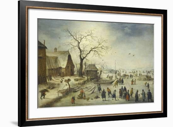 Villagers on the Ice-Pieter Brueghel the Younger-Framed Premium Giclee Print