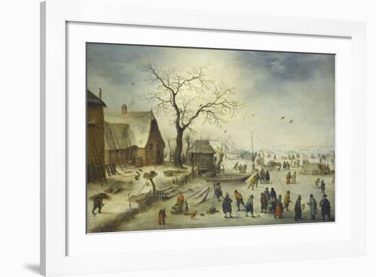 Villagers on the Ice-Pieter Brueghel the Younger-Framed Premium Giclee Print