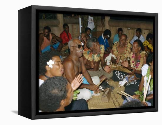 Villagers Singing at Cava Evening, Waya Island, Yasawa Group, Fiji, South Pacific Islands, Pacific-Julia Bayne-Framed Premier Image Canvas