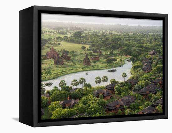 Villas at Aureum Palace Hotel and nearby stupas in the Bagan plain, Mandalay Region, Myanmar-null-Framed Premier Image Canvas