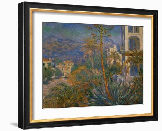 Villas at Bordighera, Italy Canvas, on loan from GAN.-Claude Monet-Framed Giclee Print