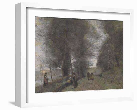 Ville D'Avray, Woodland Path Bordering the Pond, 1872-Jean-Baptiste-Camille Corot-Framed Giclee Print