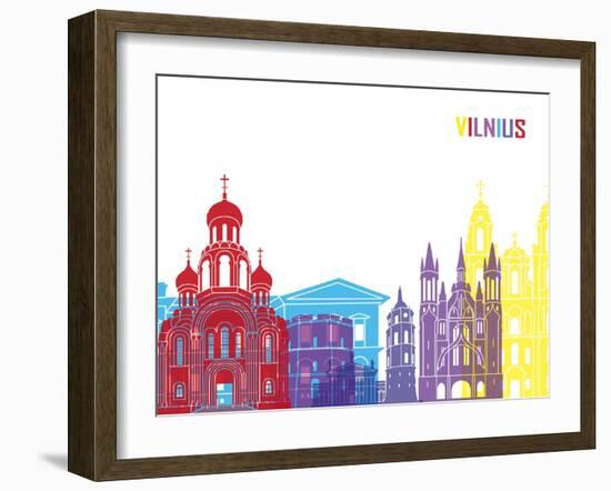 Vilnius Skyline Pop-paulrommer-Framed Art Print