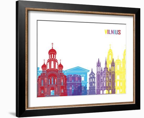 Vilnius Skyline Pop-paulrommer-Framed Art Print