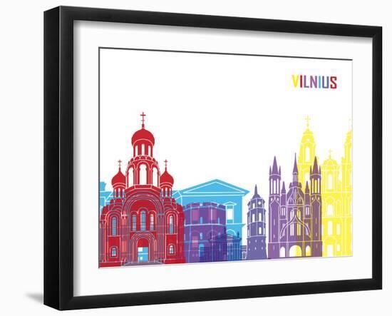 Vilnius Skyline Pop-paulrommer-Framed Art Print