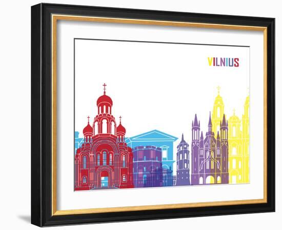 Vilnius Skyline Pop-paulrommer-Framed Art Print