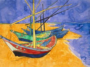 Boats on the Beach of Les-Saintes-Maries, 1888 by Vincent van Gogh