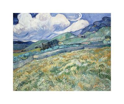 Vincent van Gogh Landscape at Saint-Remy Field with Peasant Print Poster 19x13