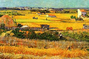 Vincent van Gogh Harvest at La Crau with Montmajour in the Background by Vincent van Gogh