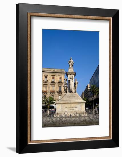 Vincenzo Bellini monument, Piazza Stesicoro, Catania, Sicily, Italy, Europe-Carlo Morucchio-Framed Photographic Print