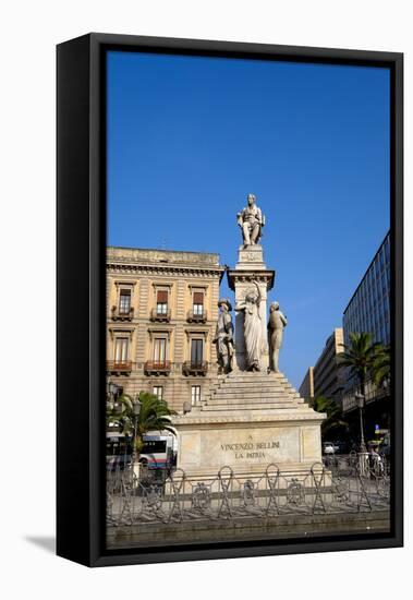 Vincenzo Bellini monument, Piazza Stesicoro, Catania, Sicily, Italy, Europe-Carlo Morucchio-Framed Premier Image Canvas