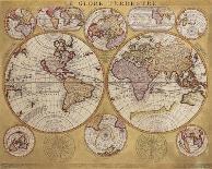 Antique Map, Globe Terrestre, 1690-Vincenzo Coronelli-Framed Art Print
