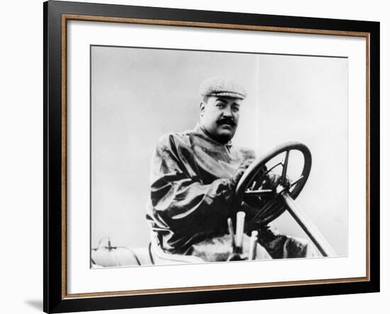 Vincenzo Lancia at the Wheel of a Car-null-Framed Photographic Print