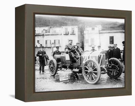 Vincenzo Lancia Taking Part in the Targa Florio Race, Sicily, April 1907-null-Framed Premier Image Canvas