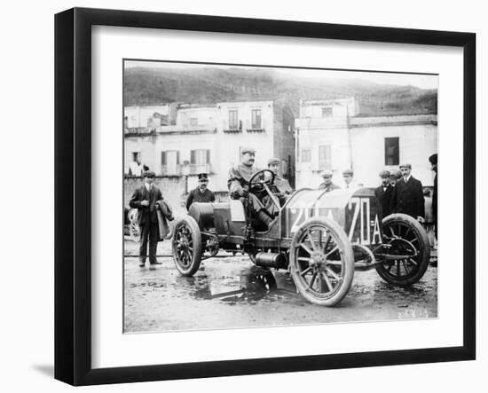 Vincenzo Lancia Taking Part in the Targa Florio Race, Sicily, April 1907-null-Framed Photographic Print