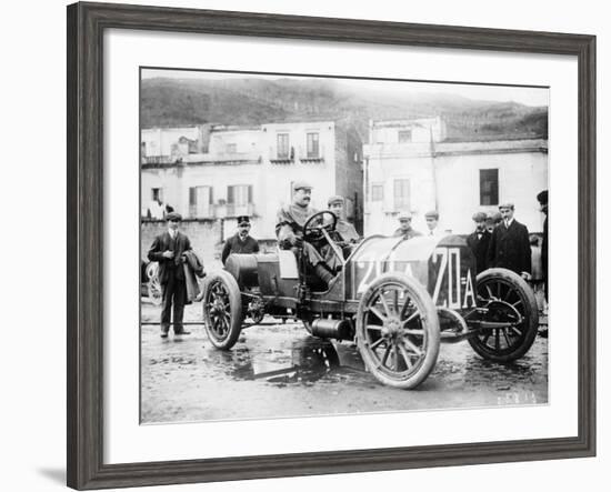 Vincenzo Lancia Taking Part in the Targa Florio Race, Sicily, April 1907-null-Framed Photographic Print