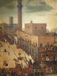 Bull Hunting in Piazza Del Campo in 1546, Circa 1585-Vincenzo Rustici-Framed Giclee Print