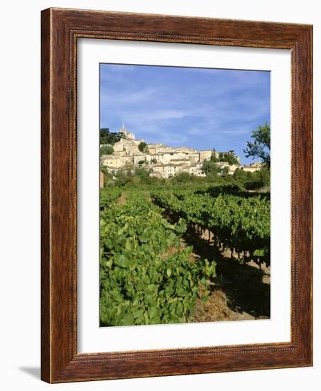 Vines in Vineyard, Village of Bonnieux, the Luberon, Vaucluse, Provence, France-David Hughes-Framed Photographic Print