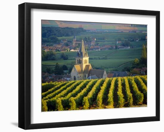 Vineyard and Church, Ville Dommange, Champagne, France-John Miller-Framed Photographic Print