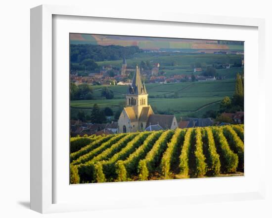 Vineyard and Church, Ville Dommange, Champagne, France-John Miller-Framed Photographic Print