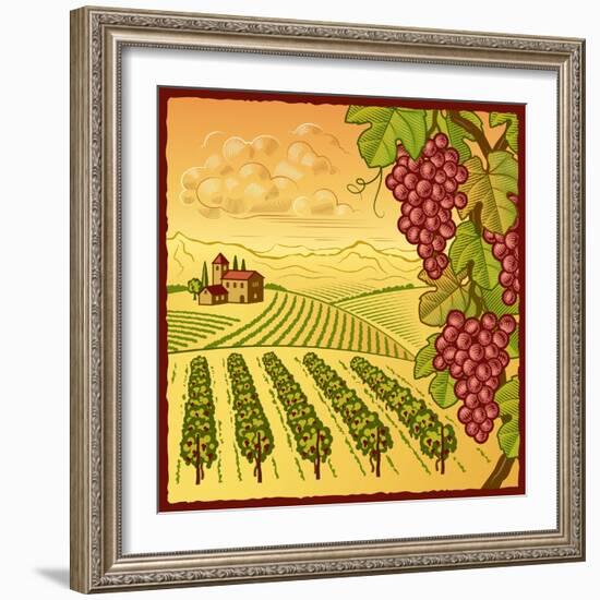 Vineyard Landscape-Oleg Iatsun-Framed Art Print