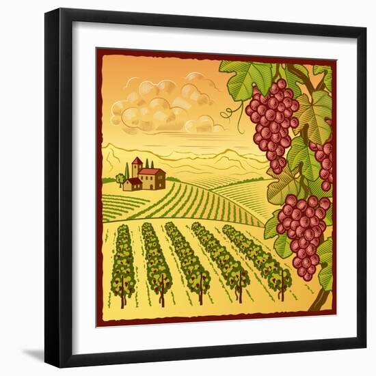 Vineyard Landscape-Oleg Iatsun-Framed Art Print