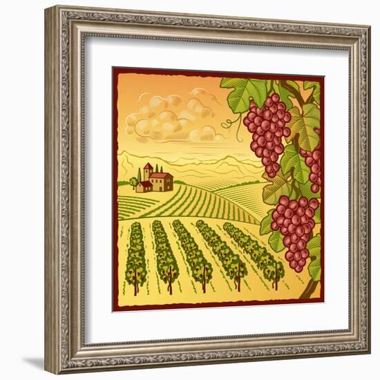 Vineyard Landscape-Oleg Iatsun-Framed Art Print