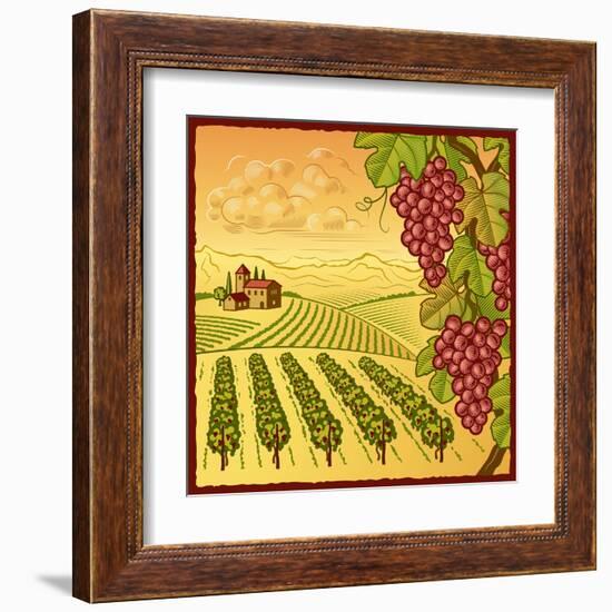 Vineyard Landscape-Oleg Iatsun-Framed Art Print