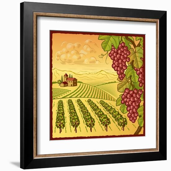 Vineyard Landscape-Oleg Iatsun-Framed Art Print