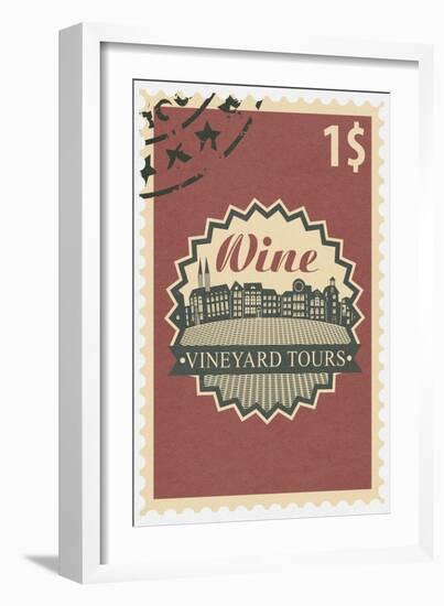 Vineyard Tours Stamp-Lantern Press-Framed Art Print