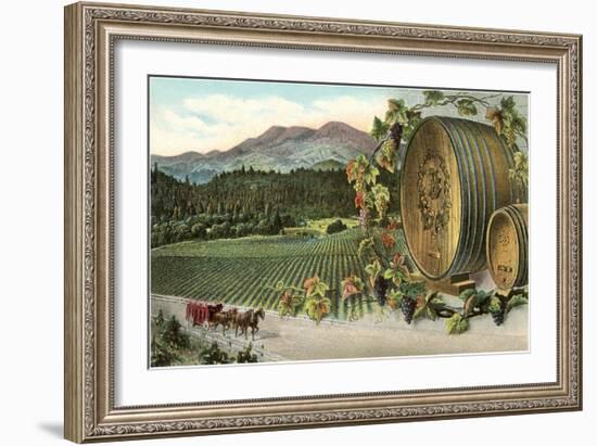 Vineyard with Horse-Drawn Cart-null-Framed Art Print