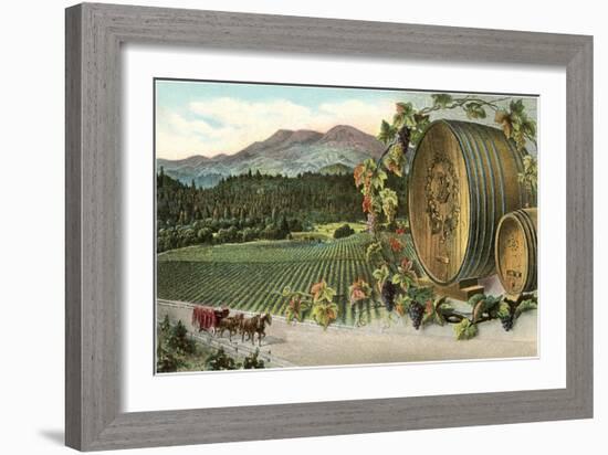 Vineyard with Horse-Drawn Cart-null-Framed Art Print