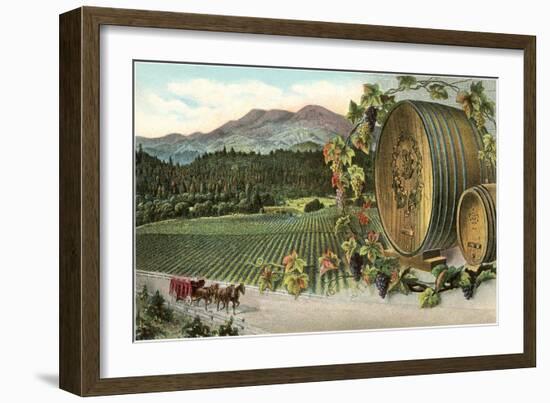 Vineyard with Horse-Drawn Cart-null-Framed Art Print