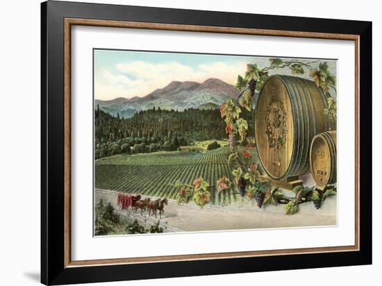 Vineyard with Horse-Drawn Cart-null-Framed Art Print