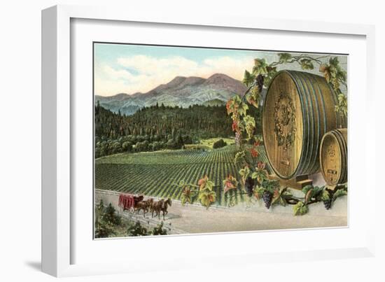Vineyard with Horse-Drawn Cart-null-Framed Art Print