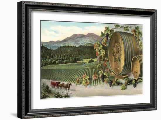 Vineyard with Horse-Drawn Cart-null-Framed Art Print