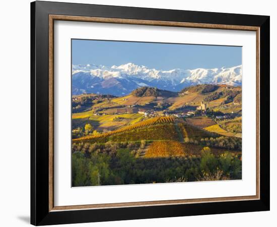 Vineyards and Castle, Grinzane Cavour, Cuneo District, Langhe-Peter Adams-Framed Photographic Print