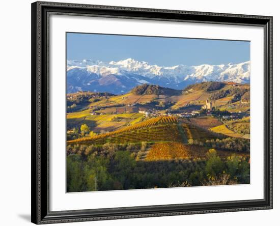 Vineyards and Castle, Grinzane Cavour, Cuneo District, Langhe-Peter Adams-Framed Photographic Print