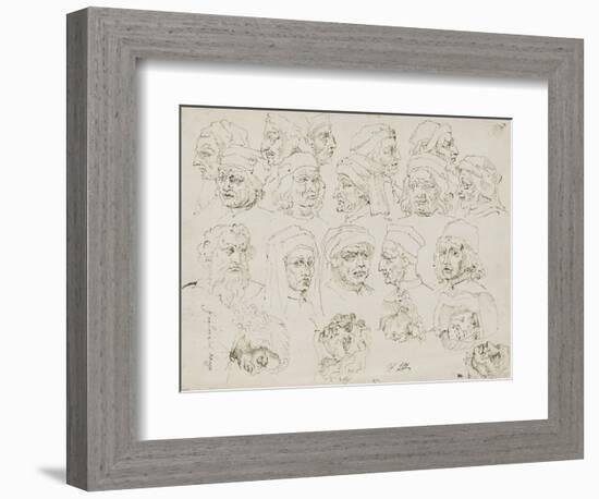 Vingt têtes d'artistes Italiens de la Renaissance-Nicolas Poussin-Framed Giclee Print