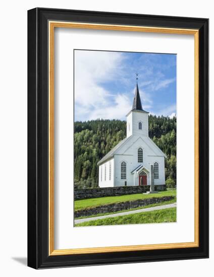 Vinje Church with Red Door and Forest of Trees, Vinje, Norway-Bill Bachmann-Framed Photographic Print