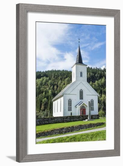 Vinje Church with Red Door and Forest of Trees, Vinje, Norway-Bill Bachmann-Framed Photographic Print