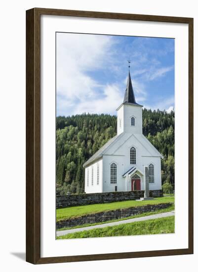 Vinje Church with Red Door and Forest of Trees, Vinje, Norway-Bill Bachmann-Framed Photographic Print