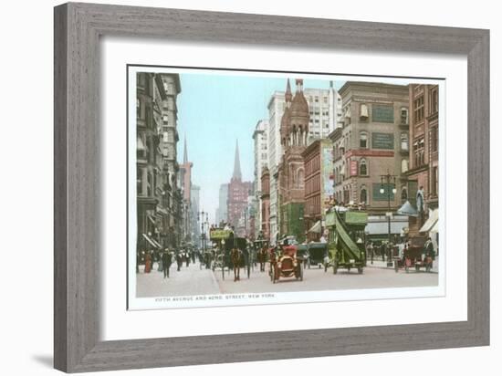 Vintage 5th Avenue and 42nd Street, New York City-null-Framed Art Print