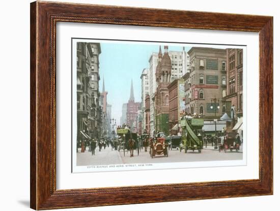 Vintage 5th Avenue and 42nd Street, New York City-null-Framed Art Print