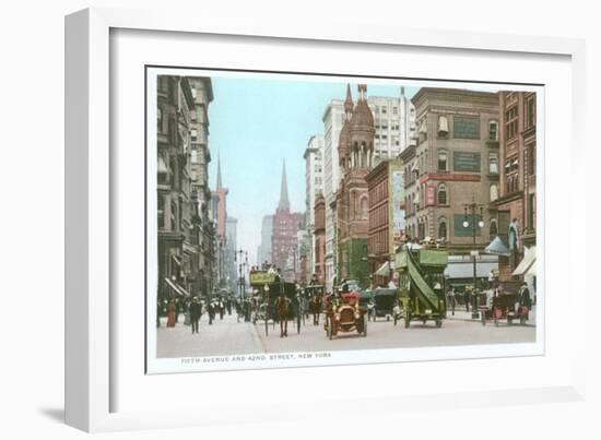 Vintage 5th Avenue and 42nd Street, New York City-null-Framed Art Print