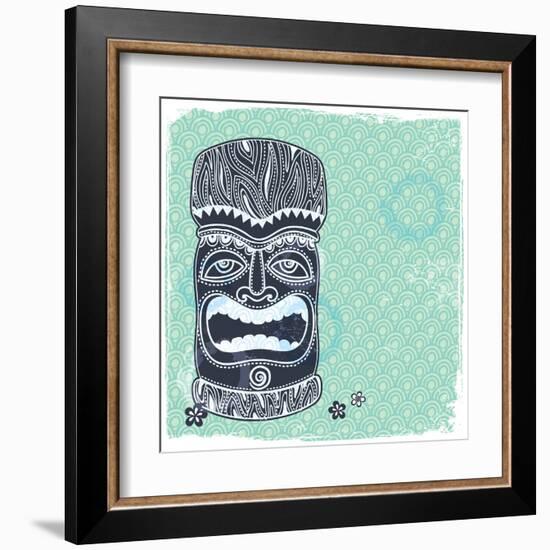 Vintage Aloha Tiki Illustration-transiastock-Framed Art Print