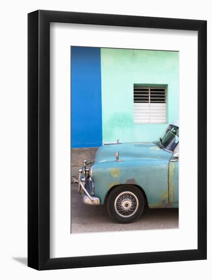 Vintage American Car Parked in Front of the Green and Blue Walls of a Colonial Building-Lee Frost-Framed Photographic Print